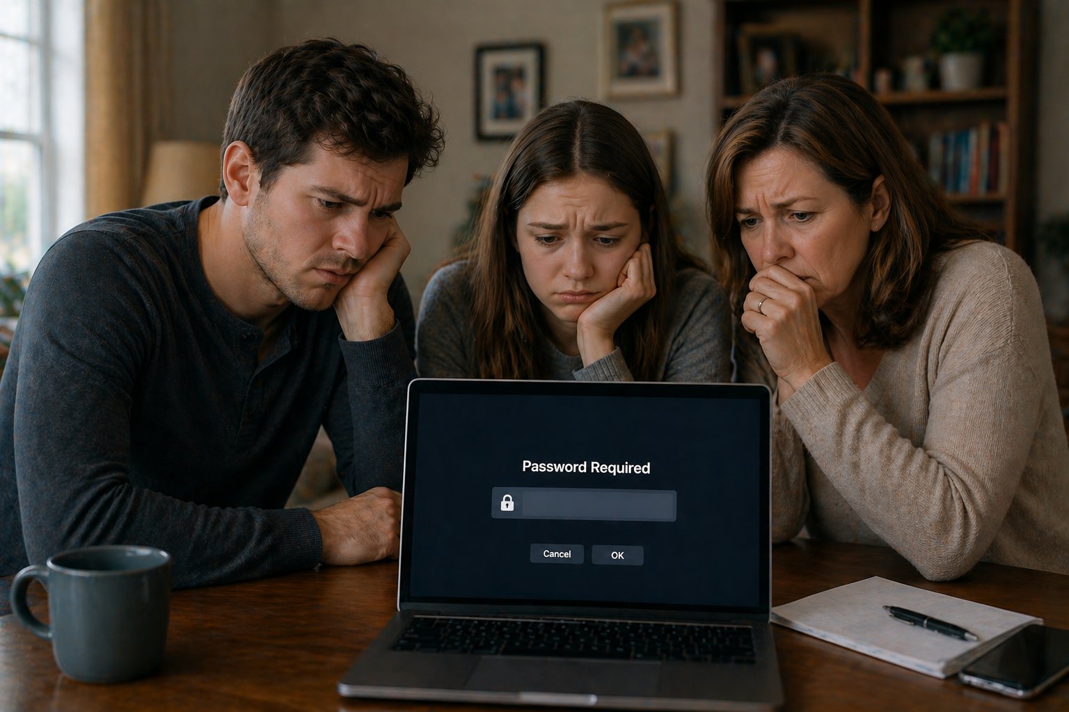 Family frustrated trying to access a password-protected computer after a loved one passes