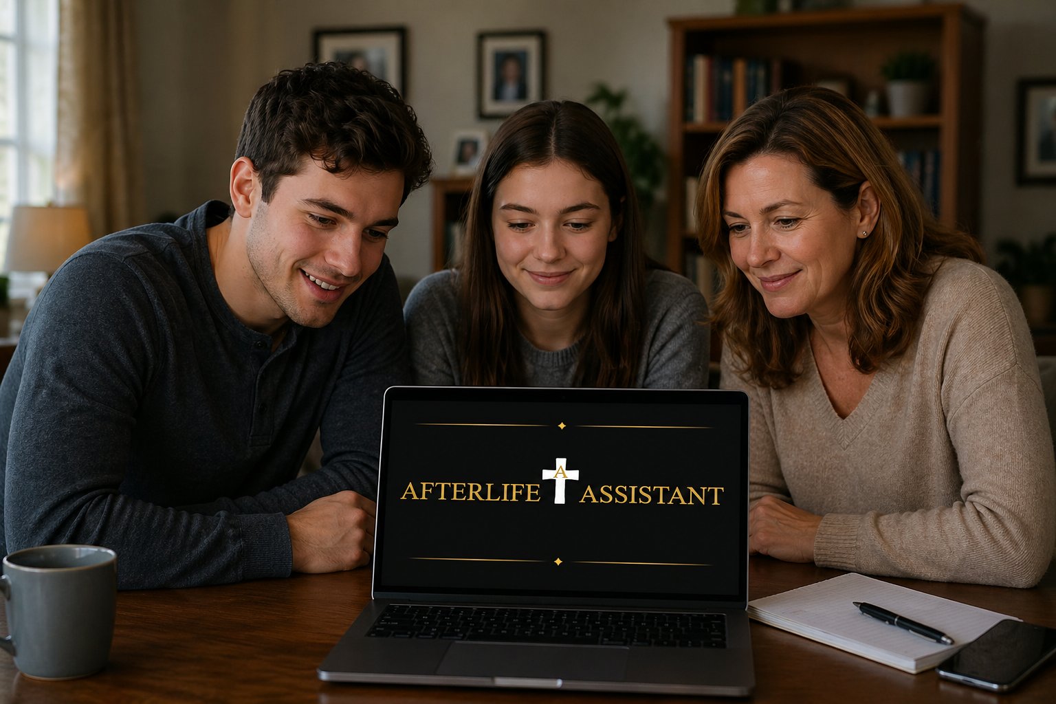 Family relieved seeing Afterlife Assistant with all the information they need